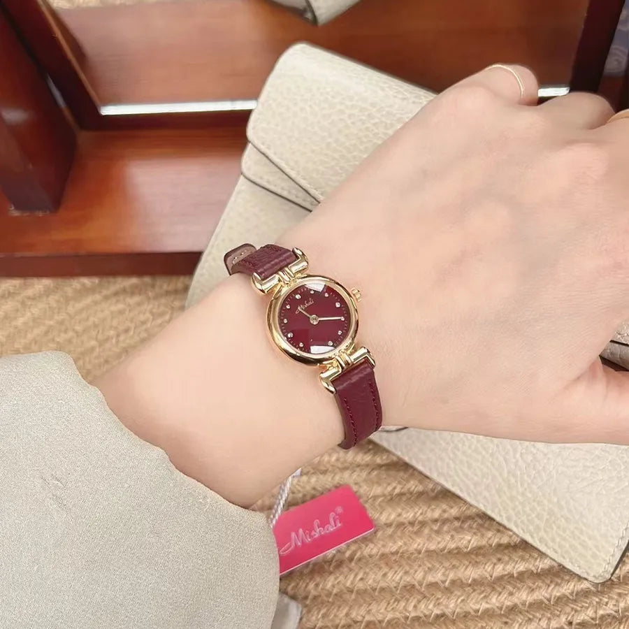 Elegant Solid Color Buckle Quartz Watch Women's Watches