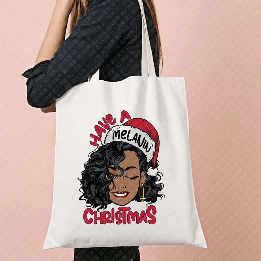 Halloween Movie Pattern Canvas Tote Bag Reusable Shopping Shoulder Bag Travel Large Square Printed Handbag Retro Style Women