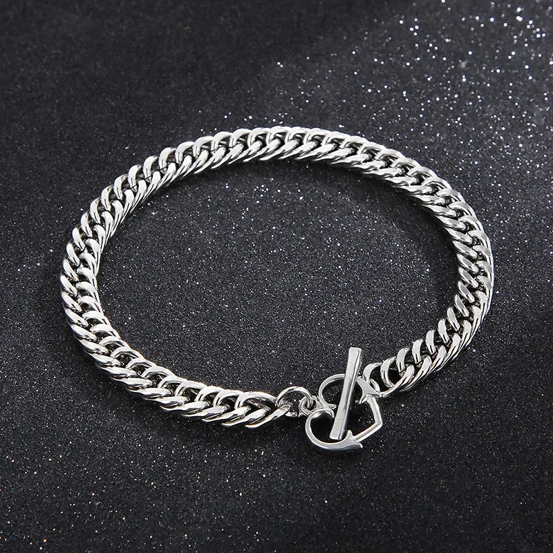 Hip-Hop Retro Solid Color 304 Stainless Steel Bracelets In Bulk