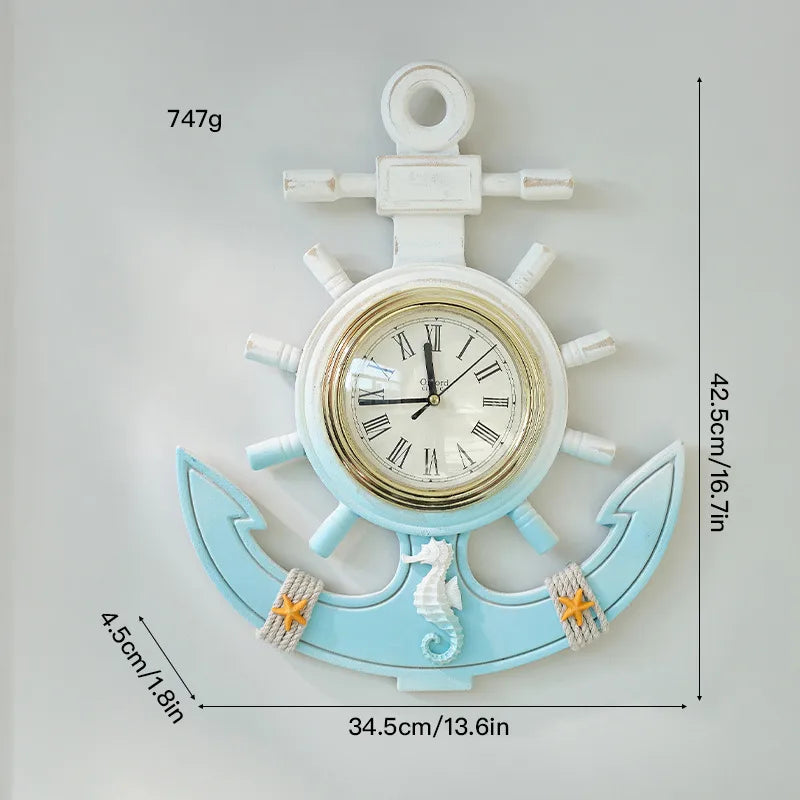 Vintage Style Marine Style Anchor Clock Density plate Wood pendant Wall Art