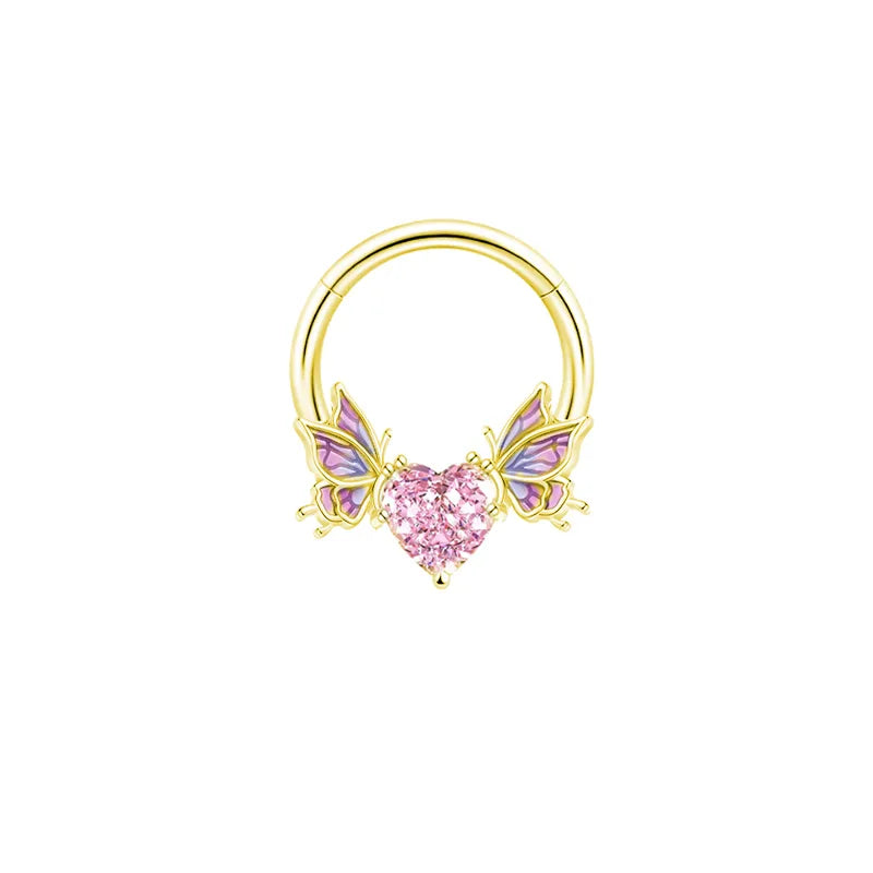 cute sexy animal heart shape stainless steel alloy copper asymmetrical plating inlay zircon 14k gold plated 18k gold plated silver plated cartilage earrings belly ring nose ring