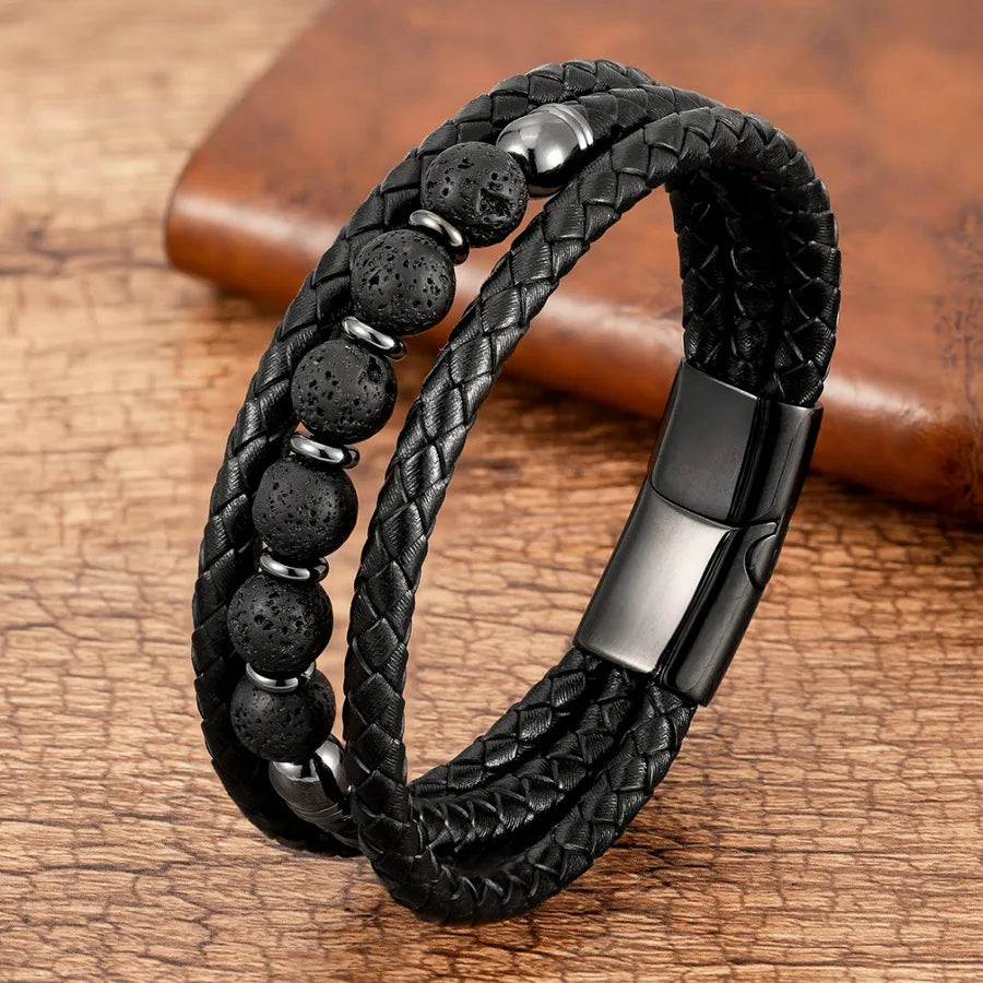 handmade round natural stone tiger eye beaded men's bracelets