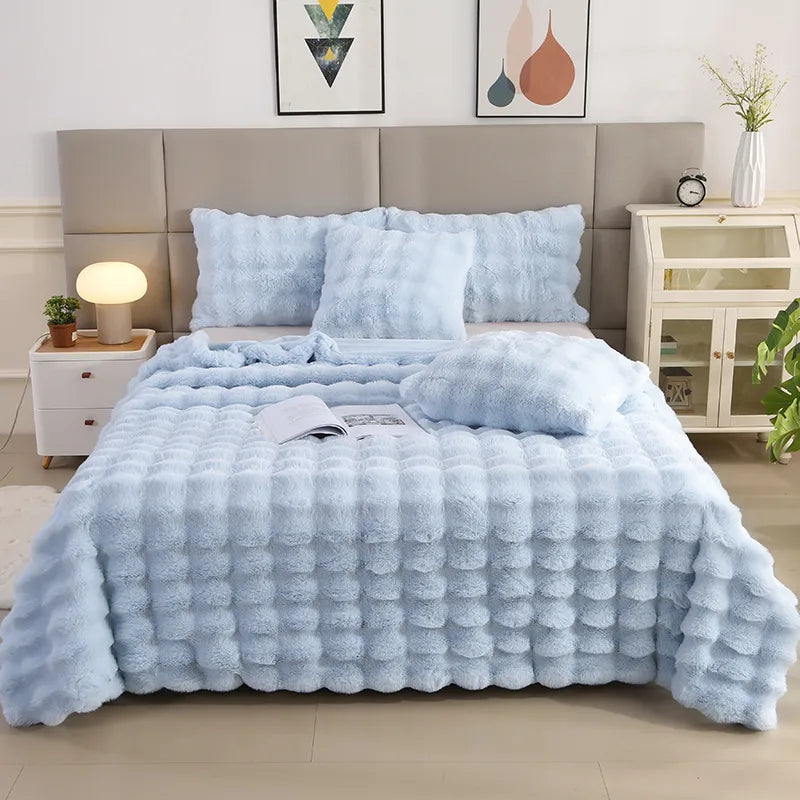 Casual Solid Color rabbit fur blanket Bedding