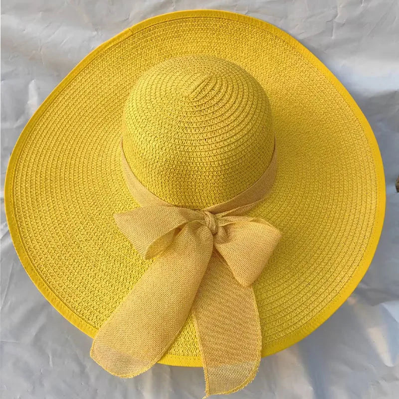 Women's Basic Vacation Solid Color Big Eaves Straw Hat