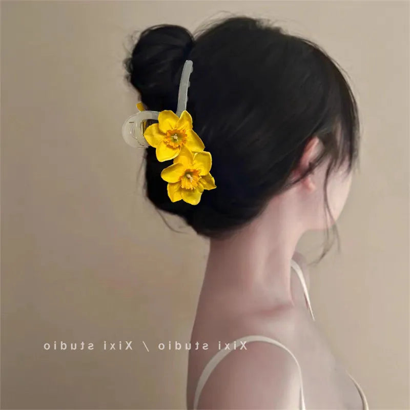 Super Fairy Artificial Flower Butterfly Flower Tassel Grip Female Sweet Style Unique and Exquisite Barrettes Ins All-Match Hair Accessories Fashion