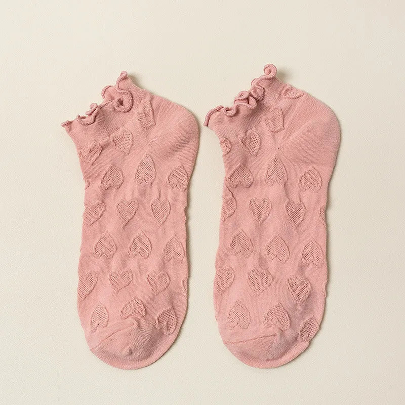 women's fashion heart shape cotton jacquard ankle socks a pair