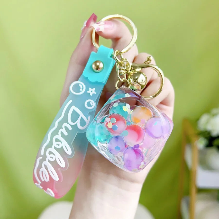 Acrylic Keychain Cute Sandflow Bottle Bag Pendant Toy Christmas Valentine Wedding Graduation Birthday Gift Keyring Decoration