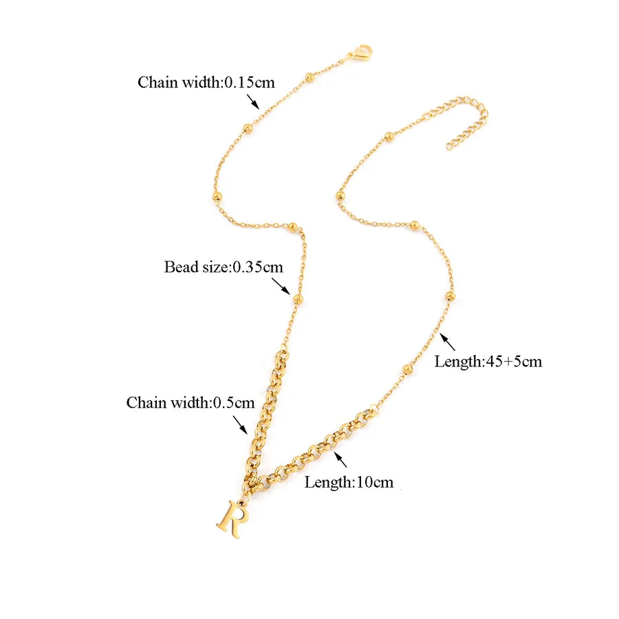 Wholesale Jewelry Casual Elegant Simple Style Letter 201 Stainless Steel 304 Stainless Steel round Pearl Chain ball chain Pendant Necklace