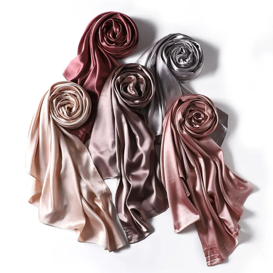 women's streetwear solid color satin winter scarves