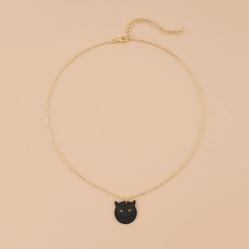 Dark Halloween Skeleton Head Pendant Necklace Personalized Devil Card Necklaces Spooky Attractiveness Unisex Metal Chain Jewelry