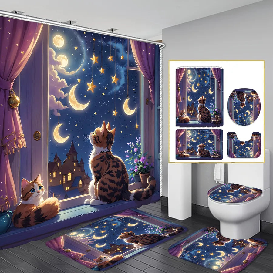 Pastoral Peacock Butterfly Snowflake Polyester Floor Mat Shower Curtain Window Accessories