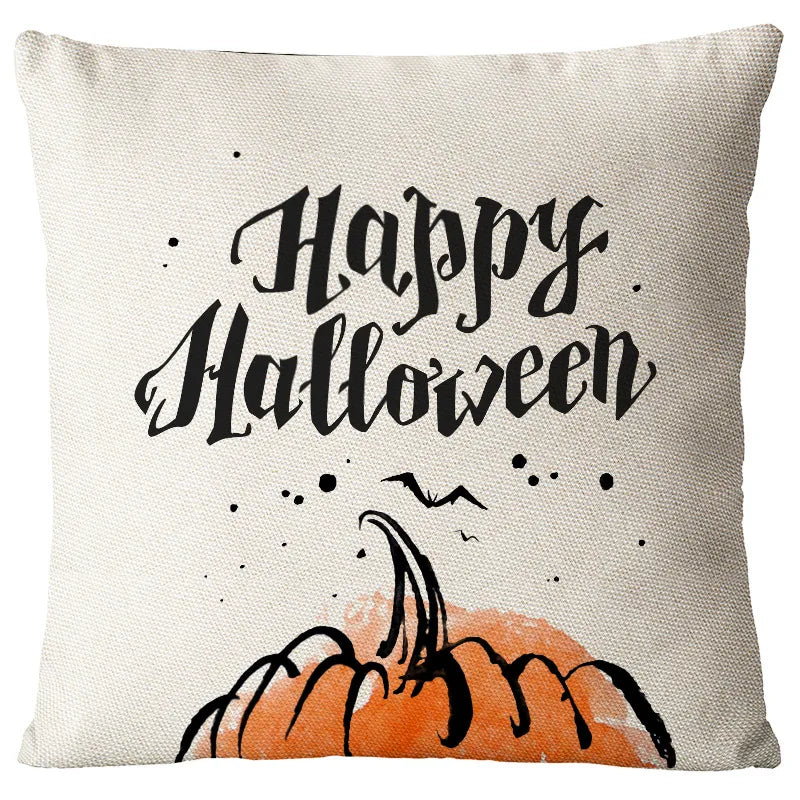 casual halloween pattern linen pillow cases