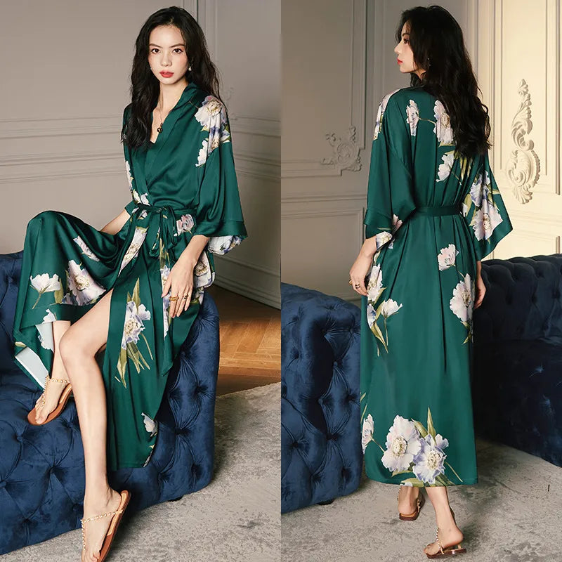 new satin chiffon ice silk light bathrobe multicolors