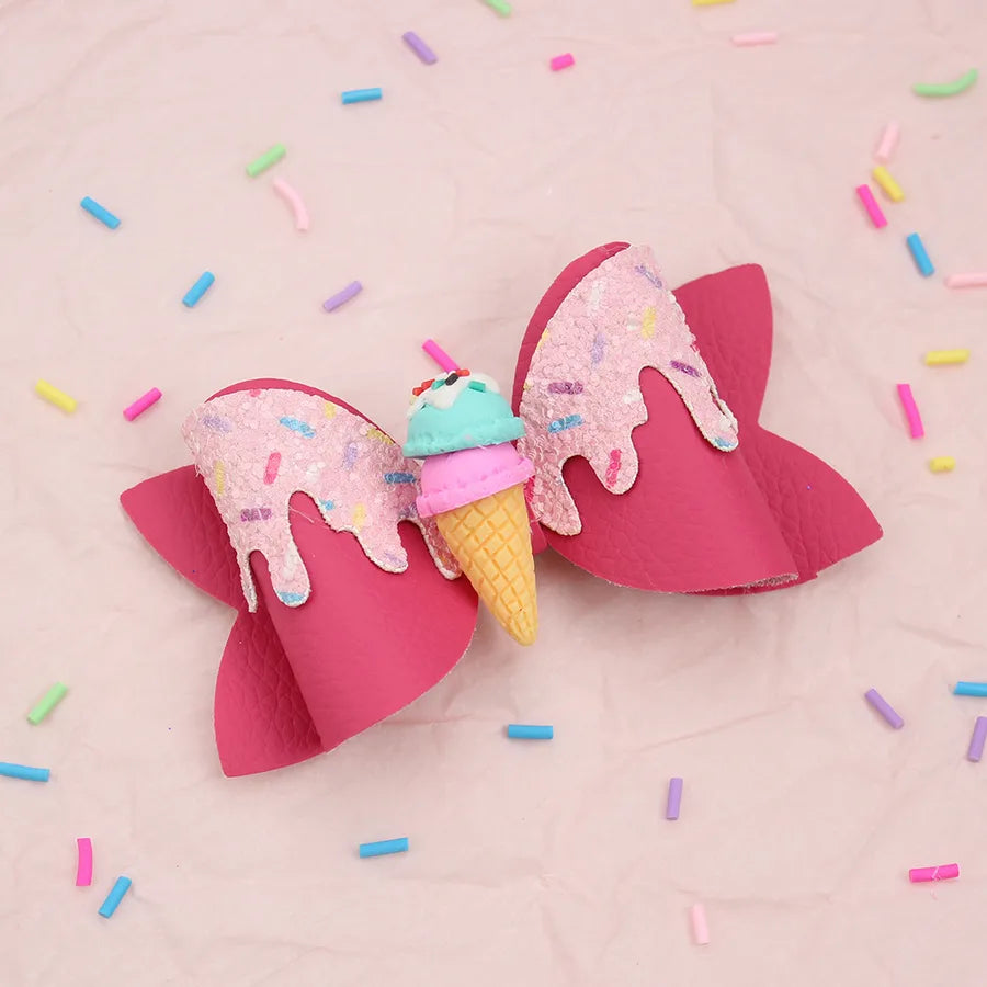 Amazon's New Donut Hairpin Children's Bow Hair Accessories Ice Cream Cream Candy Color Girl Hairpin