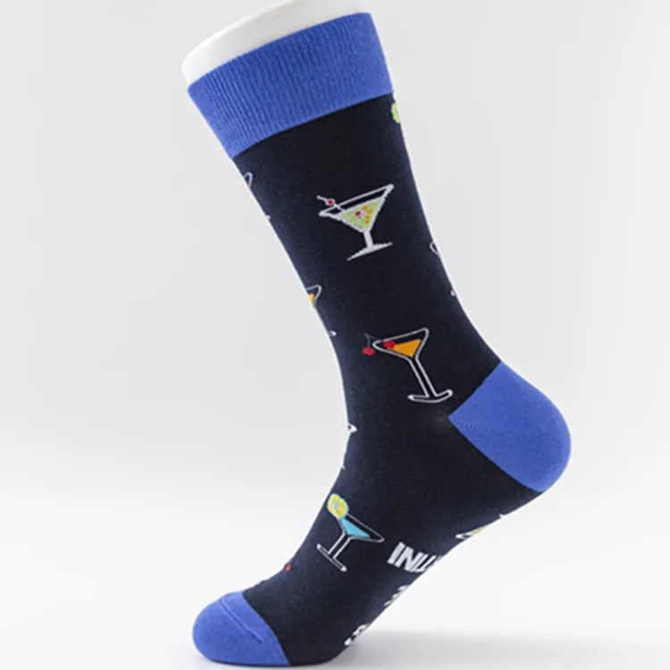 men's fashion color block cotton jacquard ankle socks