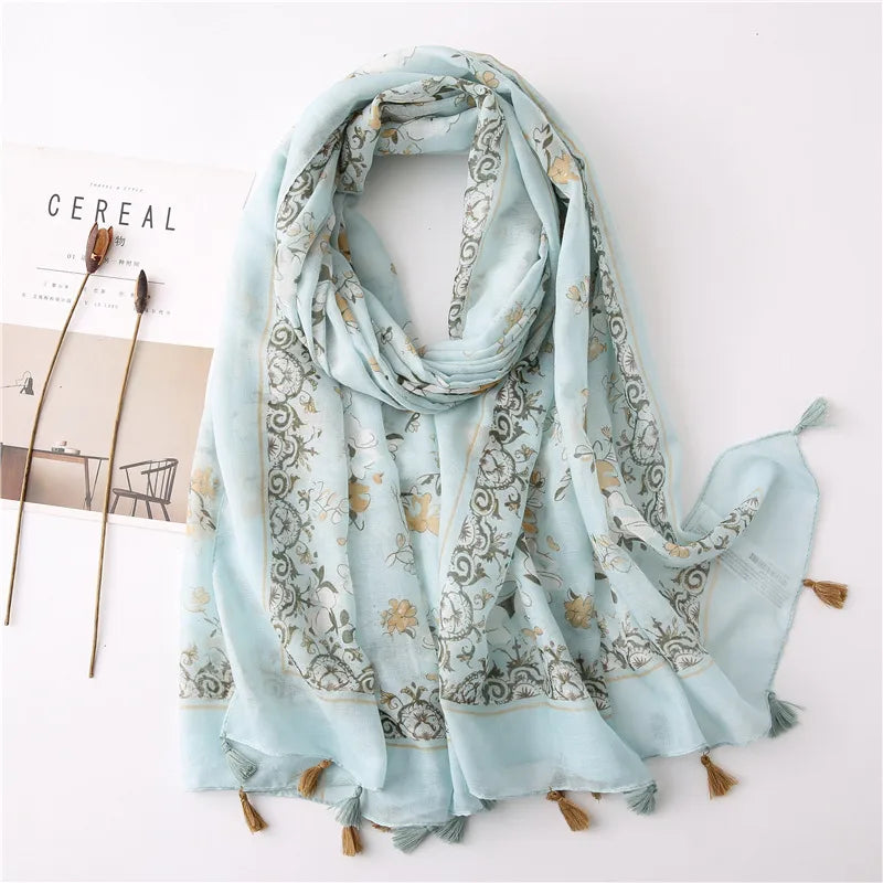 new scarf retro stitching bohemian cashew print silk scarf sunscreen yiwu wholesales