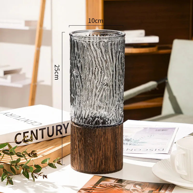 Simple Style Stripe Glass Vase Artificial Decorations