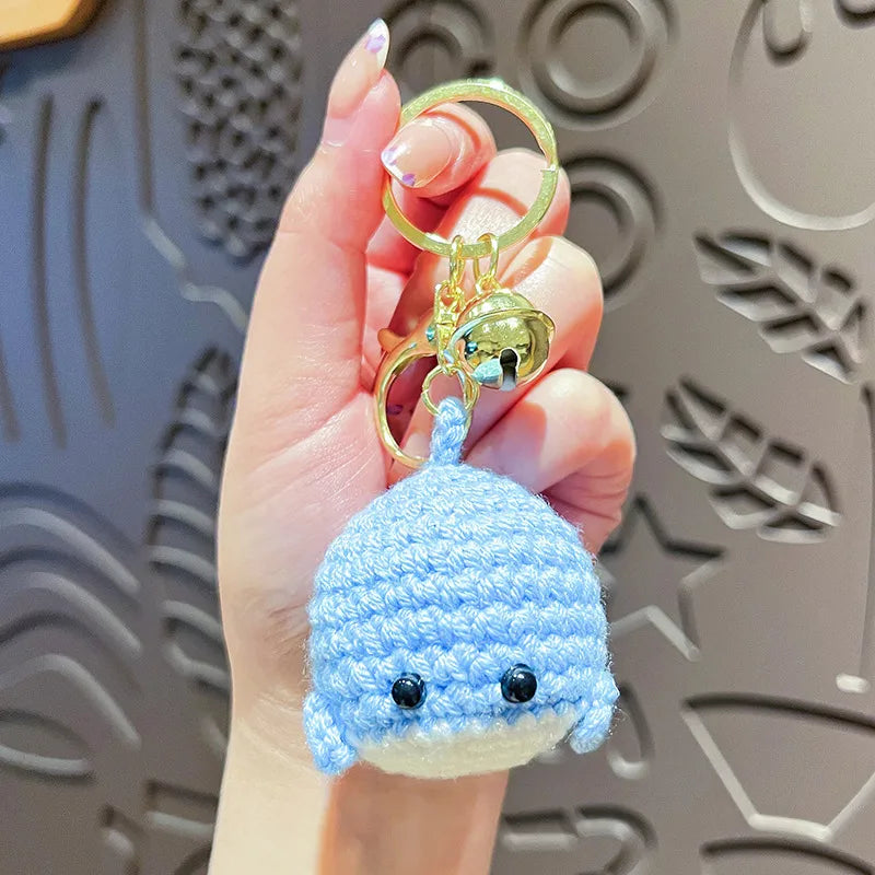 Creative Cartoon Knitted Mini Whale Keychain Cute Girl Heart Bag Pendant Couple Small Gift Christmas Valentine's Day Plush Material