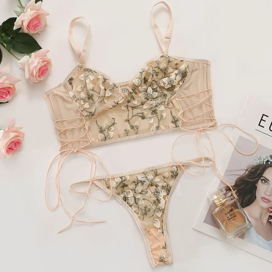 fashion hollow sexy embroidered flowers women's underwear