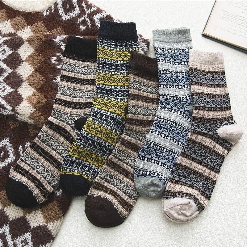 men's fashion printing wool crew socks