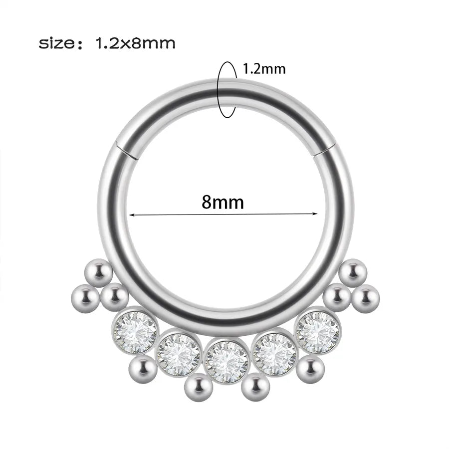 1 Piece Nose Rings & Studs Hip-Hop Round 304 Stainless Steel Rhinestone Copper Plating Rhinestones Zircon