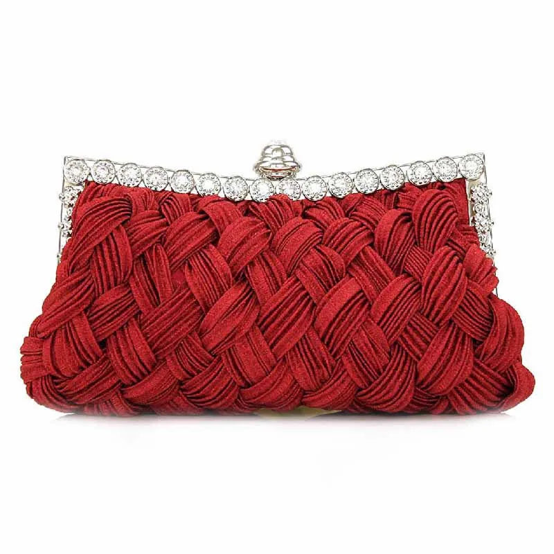 white red purple polyester solid color rhinestone dumpling shape evening bags