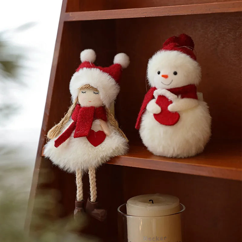 Bestselling Plush Christmas Decoration Red Snowman Christmas Tree Ornament Desktop Display Modern Artistic Festive Decor