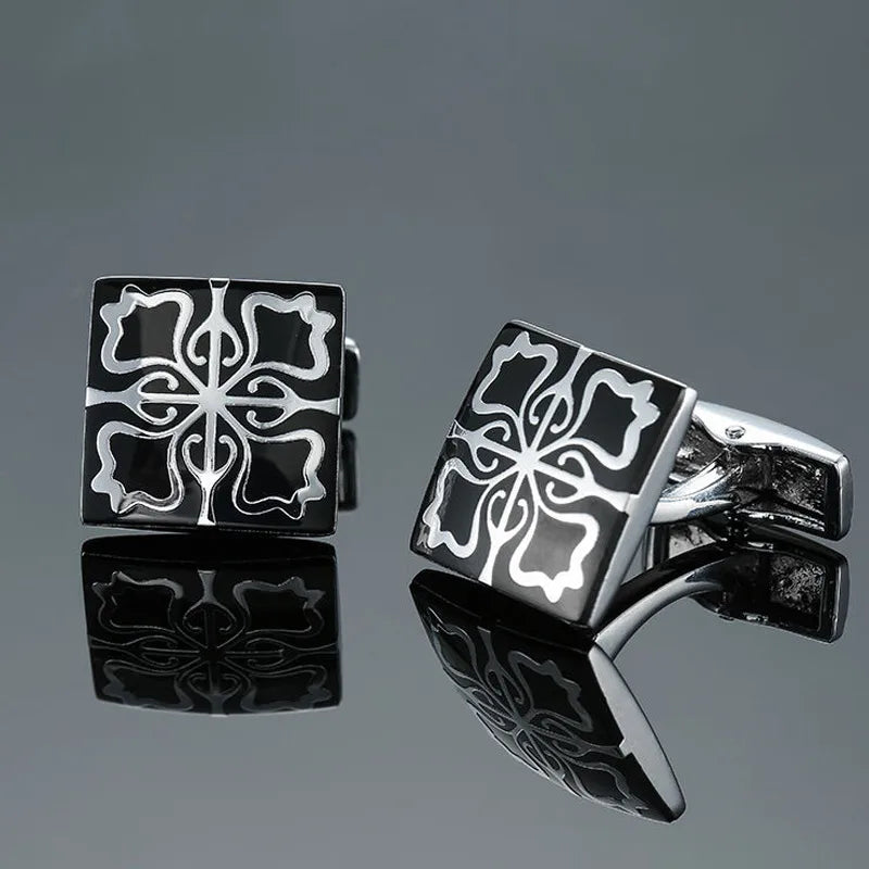 simple style leaf flower copper plating unisex cufflinks 1 pair
