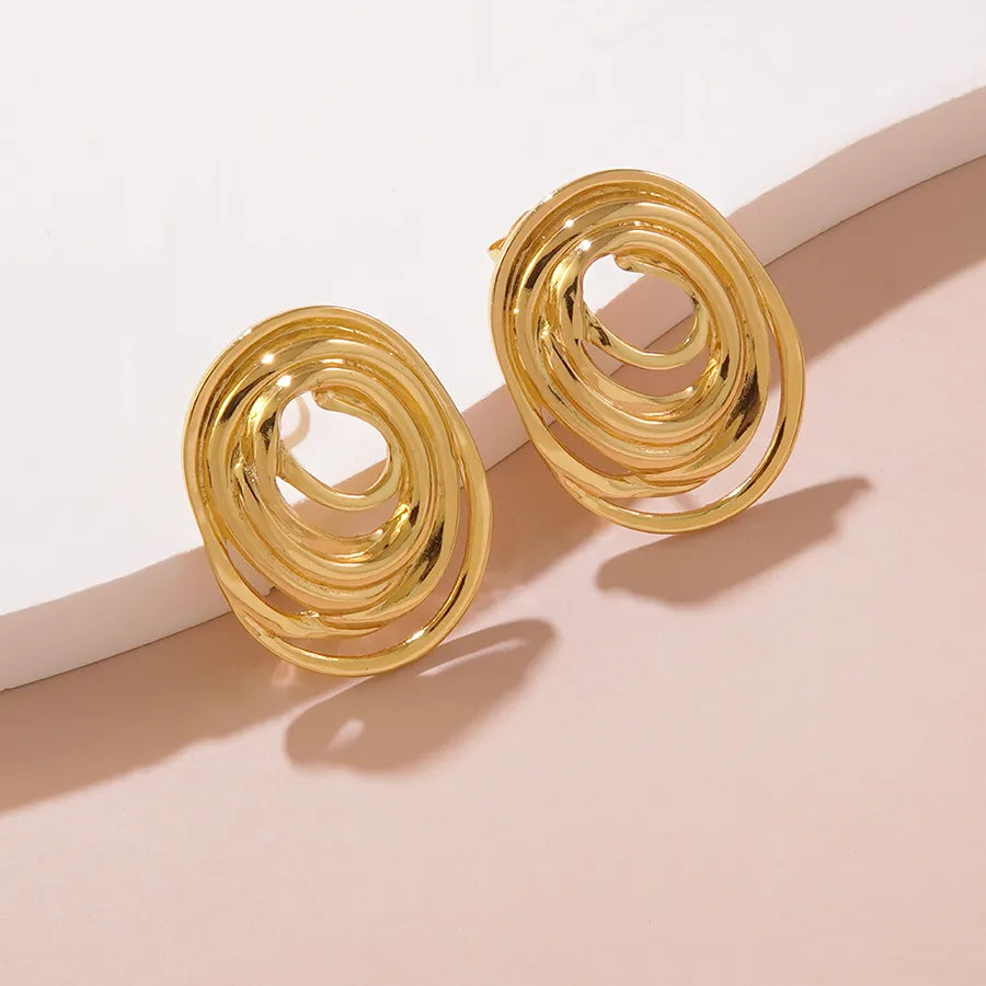 1 Pair IG Style Exaggerated Simple Style Irregular Geometric Round Irregular Hollow Out 304 Stainless Steel Imitation Gold  Ear Studs
