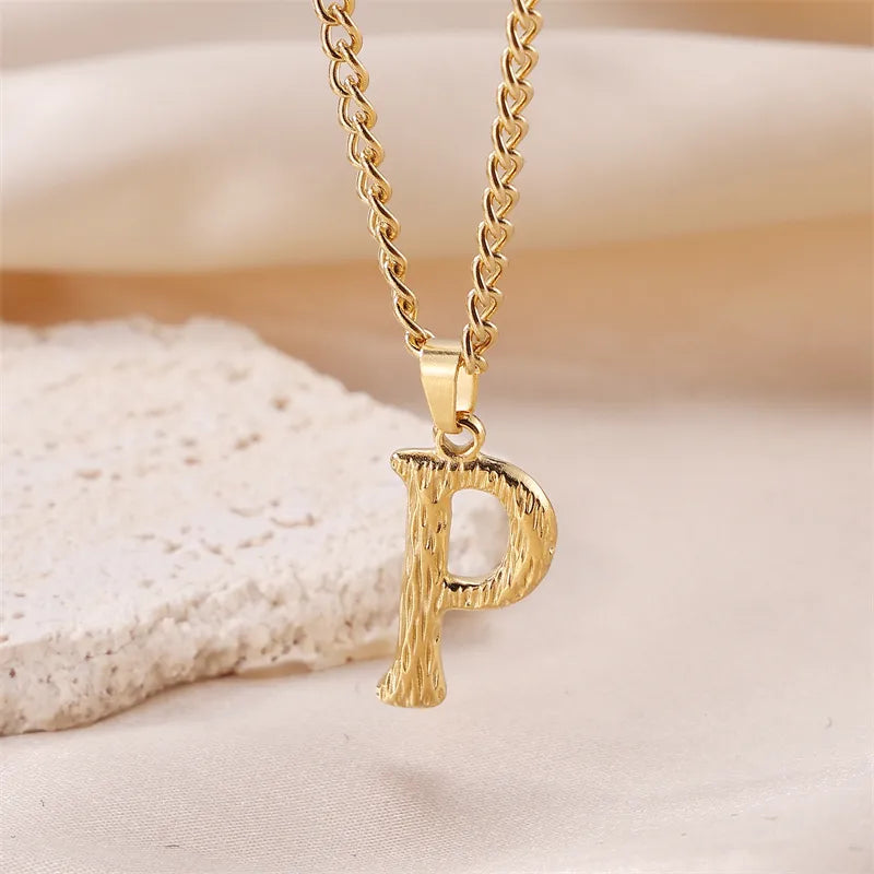 Wholesale Jewelry Sweet Simple Style Artistic Letter 201 Stainless Steel 304 Stainless Steel 18K Gold Plated Plating Pendant Necklace