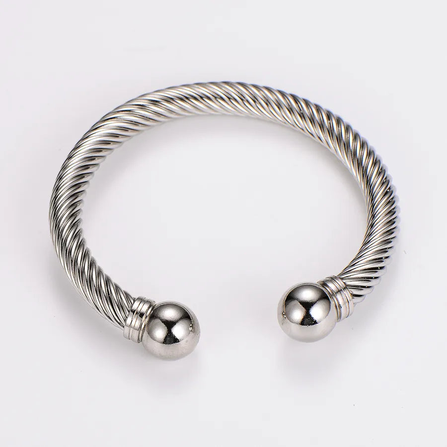 304 Stainless Steel 18K Gold Plated Hip-Hop Inlay Geometric Acrylic Pearl Bangle