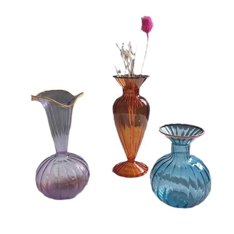 Simple Style Solid Color Glass Vase Artificial Decorations