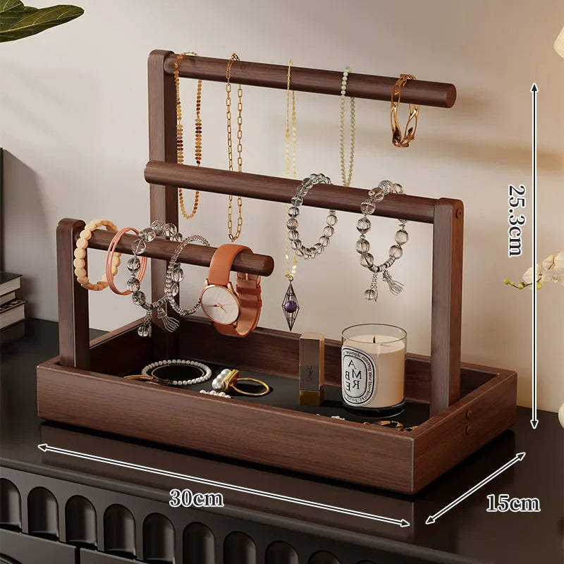 Crystal Bracelet Display Stand Jewelry Holder Wooden Material High-End Style Bracelet Storage Organizer Box For Desktop