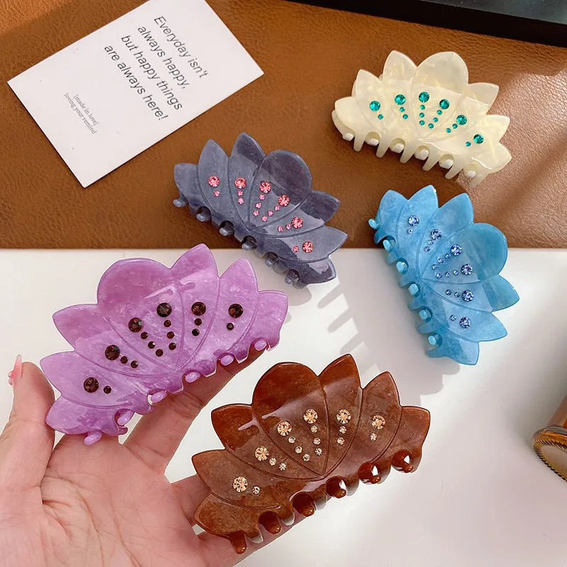 Dove Acetate Board Diamond Embedded Hair Clip New Style Top Bun Shark Clamp Women's Luxury Feeling Hair Accessories