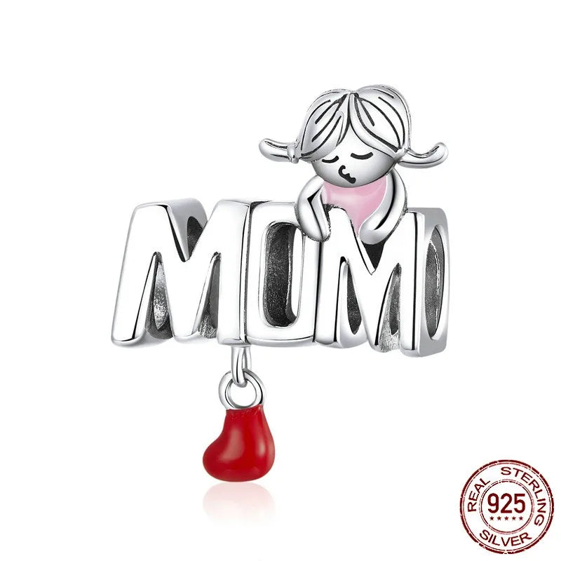 1 Piece 925 Sterling Silver Zircon Letter Heart Shape Butterfly Polished Pendant Beads Jewelry Accessories