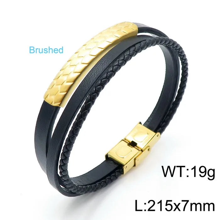 Stainless Steel 18K Gold Plated Hip-Hop Plating Color Block Bangle