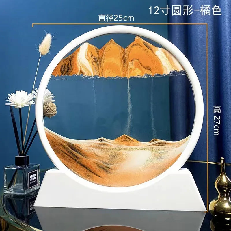 Creative 3d Artistic Sand Painting Ornaments Home Decorations Round Landscape Stress Relief Gifts Simple Design