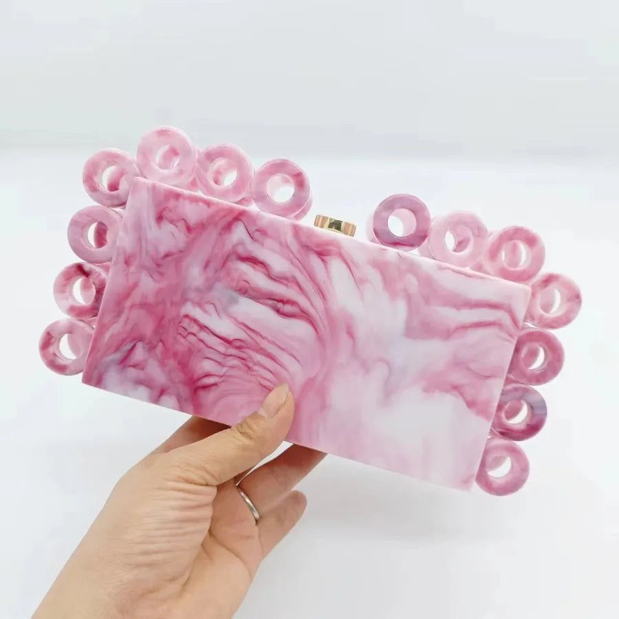 Blue Purple Rose Gold Arylic Solid Color Evening Bags