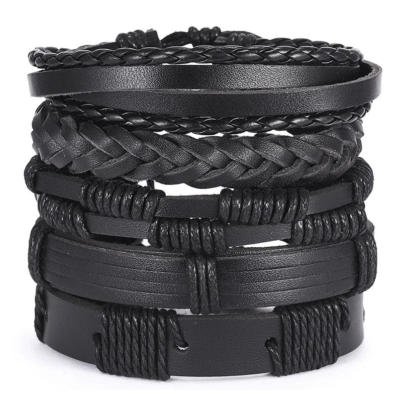 Hip-Hop Retro Geometric CCB Pu Leather Alloy Braid Men's Bracelets