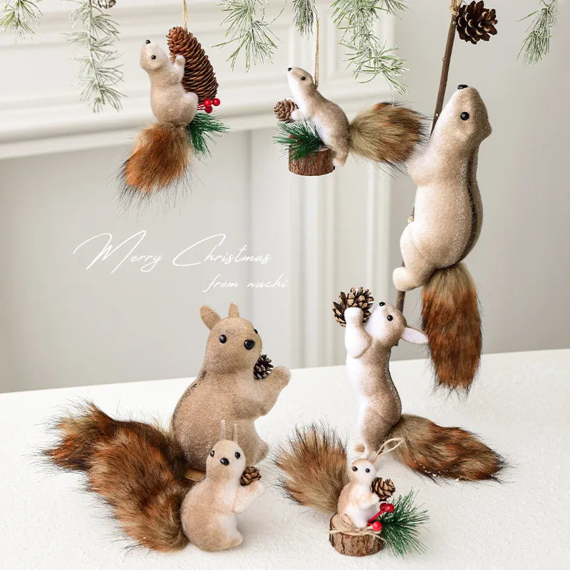 Creative Squirrel Christmas Decoration Small Hanging Ornament Realistic squirrel design Perfect gift for holiday decoration