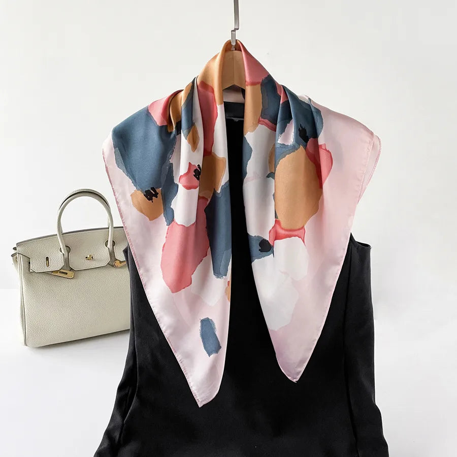 Unisex Casual Vacation Simple Style Solid Color Satin Kerchief