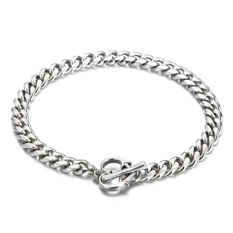 Hip-Hop Retro Solid Color 304 Stainless Steel Bracelets In Bulk