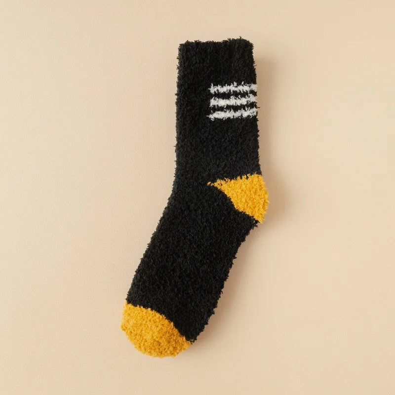 wool-free coral velvet socks men's mid-tube socks autumn and winter men's home warm floor plush socks