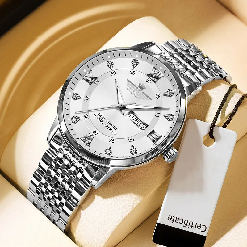Casual Retro Color Block Butterfly Double Snap Quartz Men's Watches