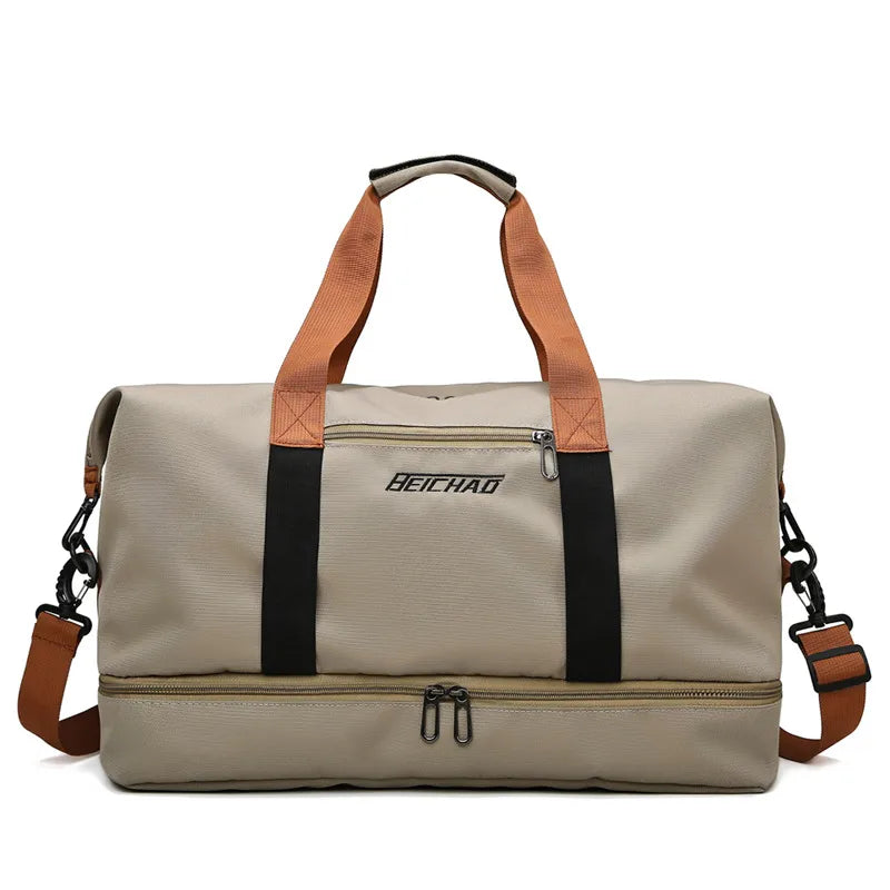 Large Capacity Foldable Fitness Bag Travel Bag Shoulder Portable Crossbody Yoga Bag Dry and Wet Separate Outgoing Luggage Bag