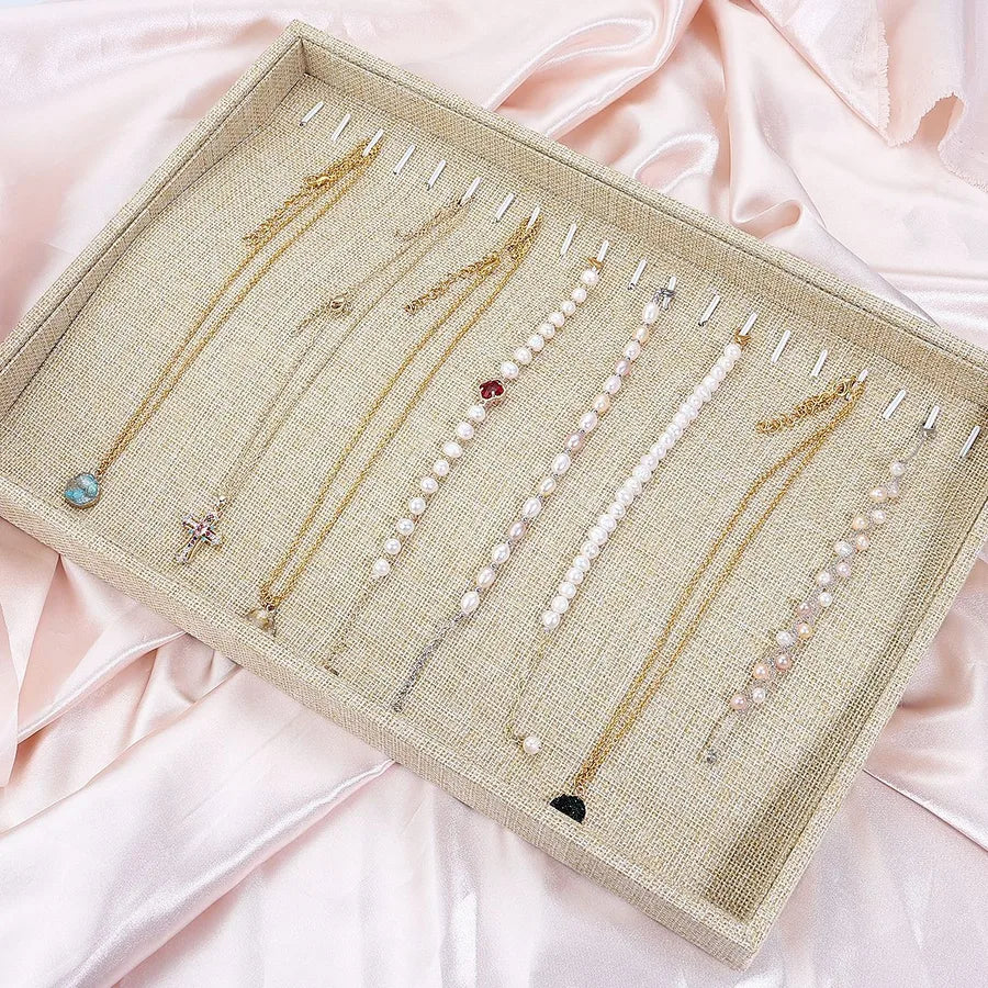 Jewelry Storage Plate Necklace Bracelet Earring DIY Handmade Weaving Square Pattern Cloth Jewelry Display Tray For Selling And Inspection