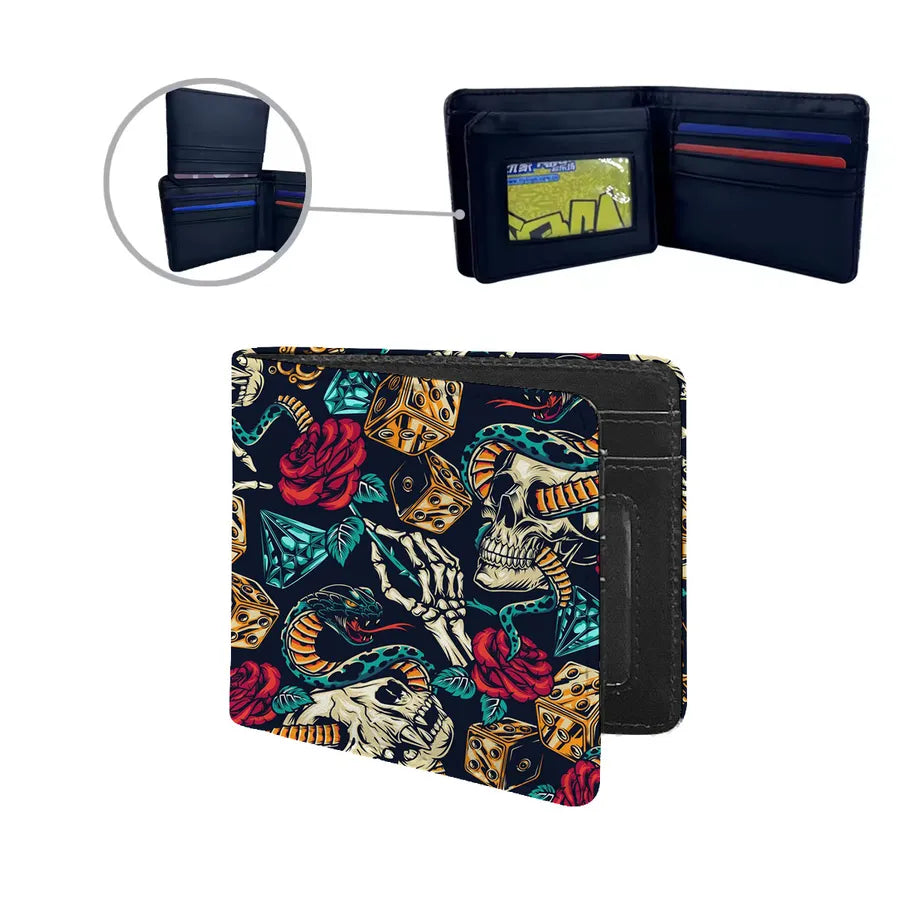 Men's Skull Pu Leather Flip Cover Wallets