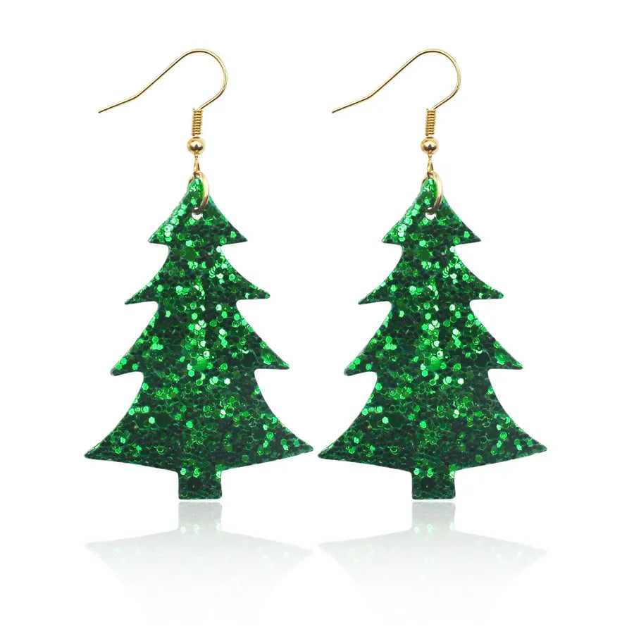 1 Pair Christmas Streetwear Christmas Tree Pu Leather Drop Earrings