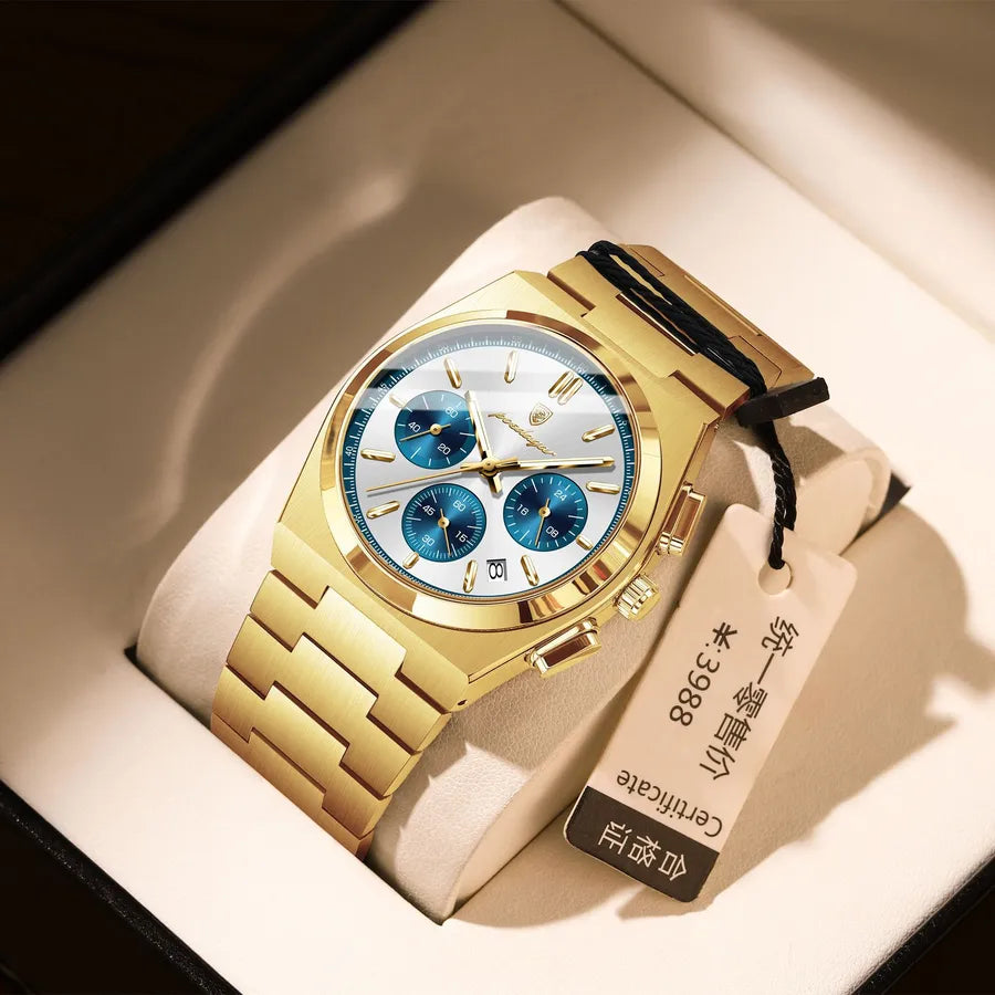 Casual Round Butterfly Double Snap Quartz Men's Watches