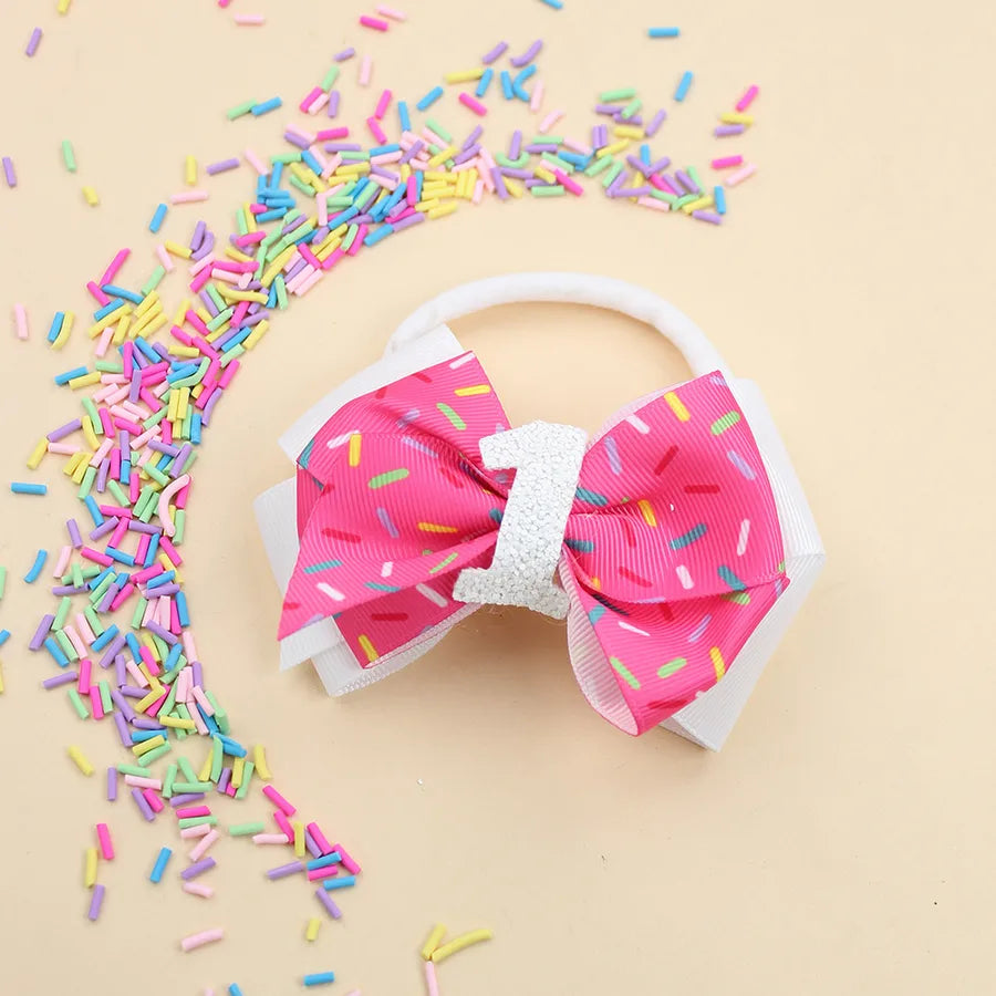 Birthday Digital Hairpin Pink Ice Cream Hair Band Children's Cute Sweet Birthday Hair Accessories  Explosions